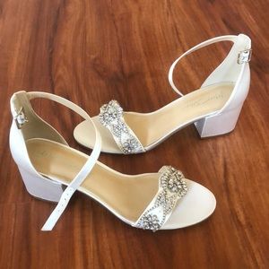 Betsey Johnson White Embellished Heels Size 9
